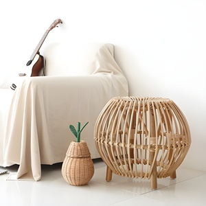Cheap Price Rattan <b>Ottoman</b> <b>Stools</b> Grey bar Chairs Modern Style <b>Stool</b> <b>Ottomans</b> Poufs Home Cafe Decoration - Product Image 5