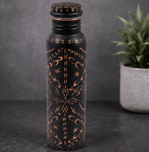 Copper Royale Engraved <b>Bottle</b> Hand Engraved Pattern Design Portable Travel <b>Flask</b> With Lid Eco Friendly <b>Flask</b> - Product Image 4