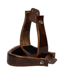 Estribos profesionales aprobados para equitación western, hechos a mano, de madera de roble de lujo, de 2 pulgadas. - Product Image 1