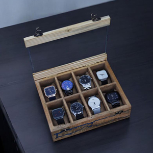 Boîte de rangement en bois multi-compartiments avec couvercle, boîte organisatrice en bois avec logo personnalisé pour la vente en gros - Product Image 1