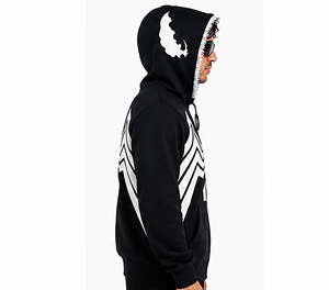 Sweat-shirt à capuche de luxe noir pour homme, coupe oversize, en coton épais, style streetwear hiver, chaud et tendance - Product Image 2