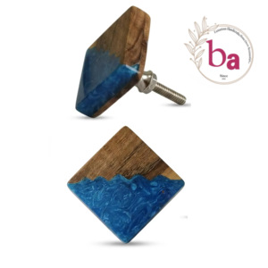 Modern Round Wood Cabinet <b>Knob</b> with Blue Floral Design <b>for</b> Kitchen Warehouse Drawer & <b>Dresser</b> Handles-Easy Installation - Product Image 4