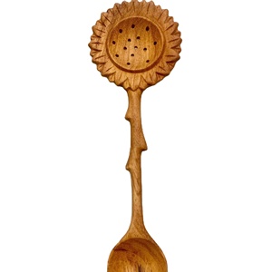Wooden Sunflower Duo <b>Spoon</b> Factory Direct Vietnam Natural Wood Material For Cooking <b>Serving</b> Kitchen Tool Custom Engraved Logo - Product Image 1