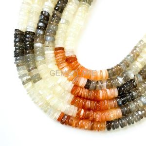 Natural Multi Moonstone Heishi <b>Beads</b> Smooth Loose Gemstone <b>Beads</b> Shaded Moonstone <b>Beads</b> For Jewelry Making 6-6.5MM Wholesale - Product Image 2