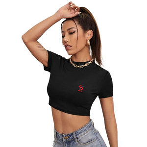 Top Corto para Mujer, Estilo Coreano Moderno, Transpirable, de Algodón Suave, para Todas las Temporadas, Elegante, Juvenil, Casual y Elegante - Product Image 3