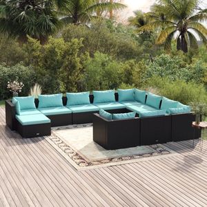Conjunto Modular Grande de Muebles de Jardín de Ratán Sintético Negro - Product Image 1
