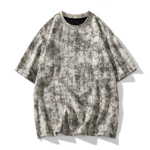 เสื้อยืดแขนสั้นคอตตอนแท้ทรงหลวมสไตล์เรโทรพิมพ์ลายโลโก้ด้านหน้าแบบกำหนดเองสำหรับผู้ชายและผู้หญิง - Product Image 3