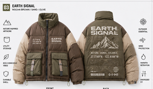 Veste matelassée personnalisable marron moka, olive sable, doudoune utilitaire coupe-vent épaisse pour homme à col montant - Product Image 3
