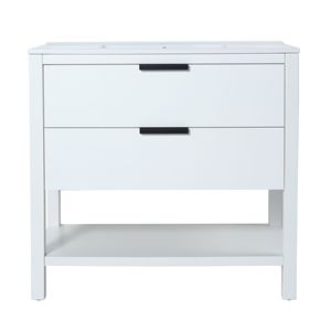 Vanità da bagno da 36 pollici con 2 cassetti in compensato 36x18 elegante da bagno - Product Image 6
