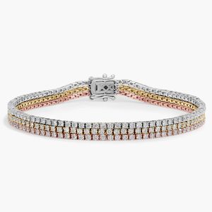 Pulsera de tenis de lujo para mujer con diamantes naturales de corte brillante redondo de cuatro puntas en oro blanco - Product Image 1