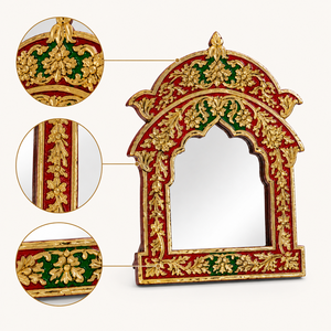 Handcrafted Embossed Hand Painted Eco-Friendly Multicolor Wooden <b>Mirror</b> <b>Frame</b> Traditional Artisan Home Accent Dressing <b>Mirror</b> - Product Image 4