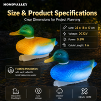 Momovalley 33cm DC12V Lumières LED Extérieures Rustiques Modernes 3D en Forme de Canard Mandarin avec Télécommande pour Événements Jardin Patio
