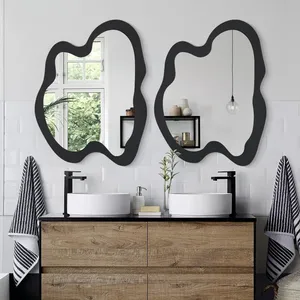 Miroir mural noir irrégulier moderne en verre, décoration intérieure, miroir d'appoint pour salle de bain, design style scène naturelle - Product Image 3