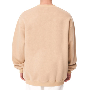 Sweat-shirt à capuche surdimensionné 100% coton léger, doux et confortable, col rond pour homme en couleur beige, broderie personnalisée - Product Image 2