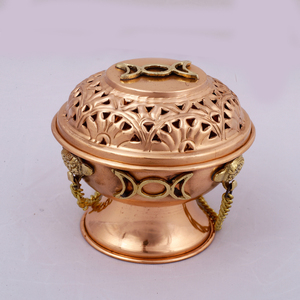 Triple Lune Arbre De Vie Fleur De Vie Pentagramme Cuivre Autel Encens Brûleur De Charbon De Bois Titulaire avec Chaîne Par Les Expéditeurs Indiens - Product Image 5