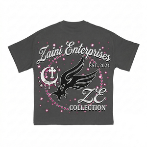 Camiseta de Manga Corta para Hombre, Cuello Redondo, Algodón Premium de 240 GSM, Corte Regular, Antiarrugas, Gris Oscuro, Suave y Transpirable, con Serigrafía - Product Image 2