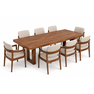 Chaise de salle à manger moderne en teck massif rembourrée, chaise de restaurant en bois de luxe pour hôtel, villa, café, mobilier sur mesure - Product Image 1