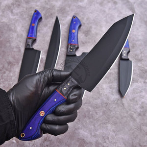 Top New Custom Handmade Chef <b>Knife</b> J2 Stainless Steel Powder Coated <b>Sharp</b> Blade Modern Kitchen <b>Knives</b> <b>Set</b> w/ Pakkawood Handle - Product Image 3