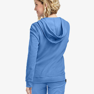 Nouveau design personnalisé – Sweat à capuche pour femme avec cordon de serrage, poches zippées, coupe ajustée, en molleton de coton, pour l'hiver – Blousons de travail pour femme - Product Image 3