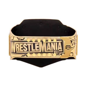 Ceintures de championnat WWE personnalisées en cuir noir véritable et plaques dorées - Product Image 3