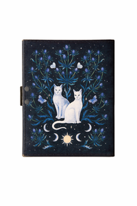 New Era Witchcraft Supplies Wholesale Handmade Leather Bound Grimoire <b>Notebook</b> Witch Cat Design Black Cover Hardcover Gift - Product Image 2