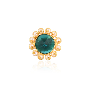 Anillo de Latón con Apatita, Perla e Hidrochapado, Hecho a Mano, Ajustable, Joyería con Piedras Preciosas para Mujer - Product Image 1