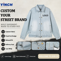 Veste en jean rayée coupe ample de qualité supérieure, coupe-vent, décontractée, style streetwear, hip-hop, vêtement de travail