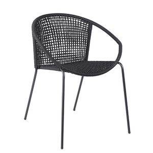 Ensemble de 2 chaises de salle à manger empilables, intérieur/extérieur, en acier, avec corde noire - Product Image 2