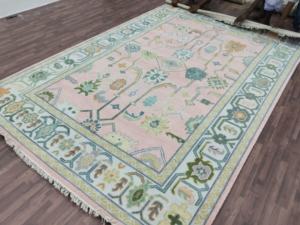 Alfombra de Lana Anudada a Mano de Estilo Oushak Vintage de Lujo, Alfombra Oriental Pastel con Diseño Floral para Sala de Estar Moderna - Product Image 6