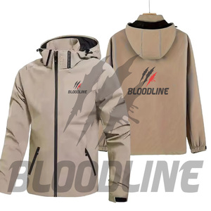 Chaqueta Cortavientos para Hombre Bloodline, Manga Larga, con Capucha, para Exteriores, Todas las Temporadas, Logotipo Estampado en la Parte Delantera, Gris - Product Image 1