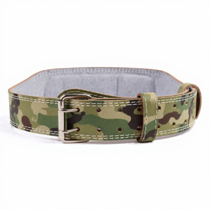 Double Prong Weightlifting Leather Camouflage Belt <b>Back</b> <b>Support</b> Trainer Camo Belts 10MM Camouflage PU Leather Belts Unisex - Product Image 5