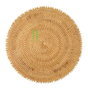 Premium Quality Natural Rattan Charger <b>Plates</b> Handwoven Wedding Table Decoration Wicker Scalloped Placemats OEM Rattan 2026 - Product Image 1