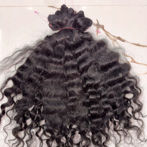 Raw Indian Natural <b>Curly</b> Human Hair Bundles – 100% Unprocessed Temple Hair <b>Extensions</b> Wholesale - Product Image 1