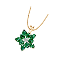 Collier pendentif élégant en or blanc 14k/18k avec émeraude naturelle florale, tendance, achat en gros, cadeau de luxe avec pendentifs à breloques