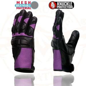 Gants de moto en cuir pleine main Violet Storm Pro avec protection rigide des articulations et panneaux en maille respirante – Prix compétitif - Product Image 2