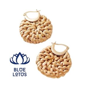 Boucles d'oreilles en rotin tressé chic, forme goutte d'eau, écologiques, design tendance, VENTE CHAUDE - Product Image 1