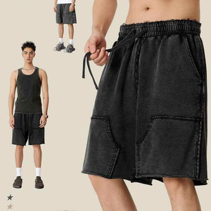 Shorts Bermuda en Coton Beige pour Homme, Taille Mi-Haute avec Cordon de Serrage, Taille Élastique, Poches, Couleur Unie, Style Décontracté, Tissu Respirant - Product Image 4