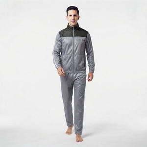 Two Piece 100% <b>Nylon</b> <b>Track</b> Suit Mock Neck Full Zip Jacket Jogger <b>Pants</b> Set Athletic Casual Wear For Men - Product Image 1