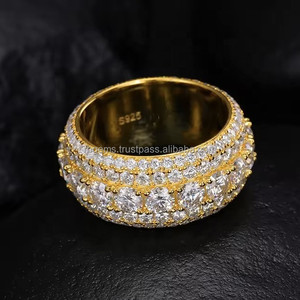 Anillos de Joyería Fina de Oro de 14K para Mujer, Estilo Cubano Moderno, Casual/Deportivo, Diamantes Cultivados en Laboratorio, Moissanita Certificada por IGI - Product Image 3