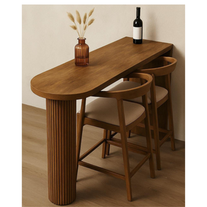 Mesa de Comedor de Madera de Teca Sólida de Diseño con Base de Pedestal Única - Product Image 1