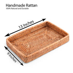 Bandeja decorativa de mimbre tejida a mano - Product Image 3