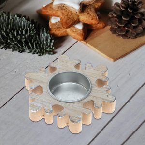 Wooden Snowflake <b>Tealight</b> Candle Holder Rustic Christmas Table Decor Handmade Home Decoration - Product Image 2