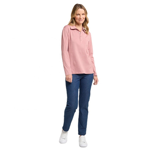 Nueva Moda, Camisetas Polo de Manga Larga para Mujer, 100% Algodón Original, Precio al por Mayor, Camiseta Polo para Mujer con Logotipo e Impresión Personalizados - Product Image 2