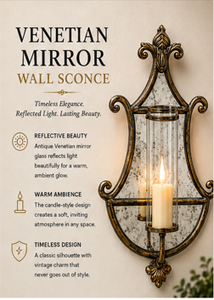 Aplique de pared metálico tradicional con placa trasera de espejo y portavelas, lámpara colgante decorativa - Product Image 2