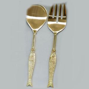 Modern Italian Design Stainless <b>Flatware</b> with White Handle Guangzhou Salad Server Set Including Spoon and Fork - Product Image 4