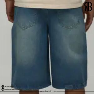 Shorts Bermuda en jean bleu délavé pour homme, taille mi-haute, fermeture boutonnée, style décontracté, 100 % coton tissé, unisexe, vente chaude - Product Image 4