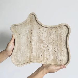 Premium Handmade Travertine Marble Serving Tray For Home Kitchen Dining <b>Table</b> And <b>Coffee</b> <b>Table</b> Decorative Serving Purpose - Product Image 2