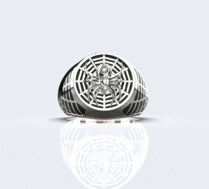 Bague en argent 925 de haute qualité, motif toile d'araignée, émail noir, design moderne, bijou unisexe tendance - Product Image 4