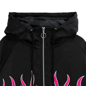 Chaqueta Cortavientos con Capucha y Diseño de Llamas, Chaqueta Impermeable de Poliéster y Algodón para Hombre, Venta al Por Mayor - Product Image 4