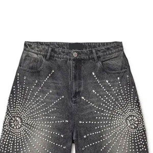 Nouvelle mode OEM à prix abordable pour hommes : Short en toile uni avec strass, style urbain, écologique, respirant, logo/couleurs personnalisables, haute qualité - Product Image 5